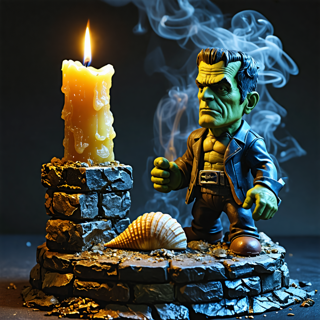 frankenstein, olive, candle, brick, batman, seashell, smoke, super mario, gold